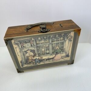Anton Pieck 3D Shadow Box Purse w/ Brass Fittings Vtg 1970's Wood Clock Shop
